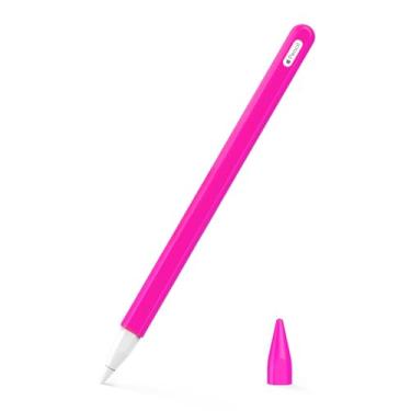 Imagem de MoKo Estojo de lápis para Apple Pencil 2ª Geração, [2 peças] Capa protetora de silicone para Apple Pencil 2ª geração e capa protetora para Apple Pencil 2, vermelho Pitaya