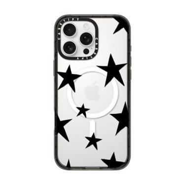 Imagem de CASETiFY Impact capa para iPhone 16 Pro Max [4 vezes acima do teste contra quedas de grau militar/proteção contra quedas de 2,5 metros/compatível com Magsafe], estrelas pretas, preto transparente