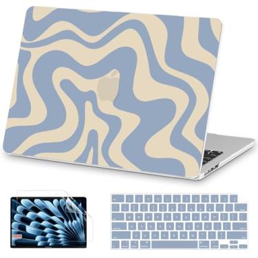 Imagem de AKIT Capa compatível com MacBook Air de 15 polegadas 2025 2024 2023 M4 M3 M2 A3241 A3114 A2941, capa rígida de plástico com padrão exclusivo + capa de teclado + protetor de tela para Mac Air de 15