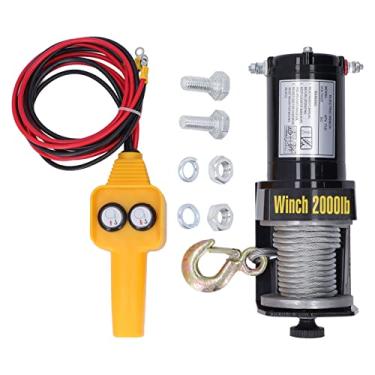 Imagem de Kit de guincho elétrico 2000lbs Aço de arame de aço Core de cobre Terminal Electric Winch com liga de aço de liga 24V para reboque e puxar para serviço pesado