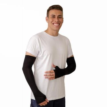 Imagem de Par Manguito Longo com Luva Proteção Solar UV Térmico Manga Protetora 