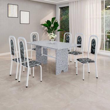 Imagem de Conjunto Sala de Jantar com 6 Cadeiras Lara Preto / Branco