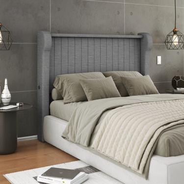 Imagem de Cabeceira Super King 206cm Entrada Usb Samara Cinza