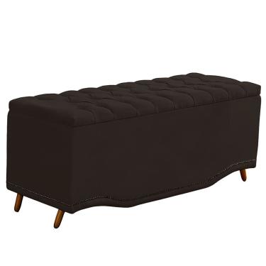 Imagem de Calçadeira Baú King Size Estofada Maitê Veludo Cor Marrom