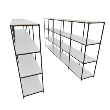 Imagem de Praleira De Aço Reforçada Mini Porta Pallet 200x60x90 Estante Estoque Bandeja Branca Módulos Conjugados 5 + 5