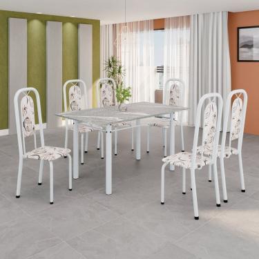 Imagem de Conjunto Sala de Jantar com 6 Cadeiras Lara Arabesco / Branco
