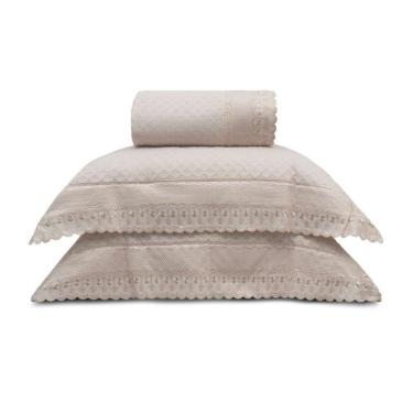 Imagem de Cobre Leito Bordare Premium Com Porta Travesseiro Appel Rosa Secrets - King