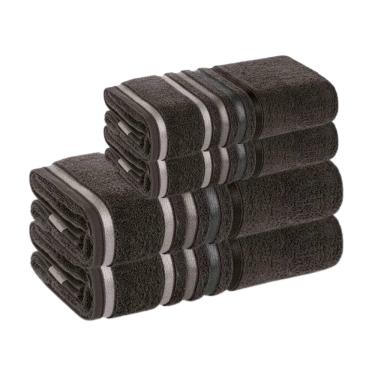 Imagem de Jogo Toalhas de Banhão 4 peças Lumina Unika Karsten Cinza Carbono Fio Penteado