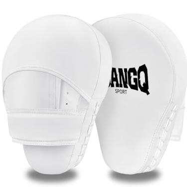 Imagem de Luvas de boxe com foco curvo, almofadas de treinamento, MMA Muay Thai Kickboxing Coaching Artes Marciais Punching Hand Target Strike Shield e luvas de boxe (brancas)