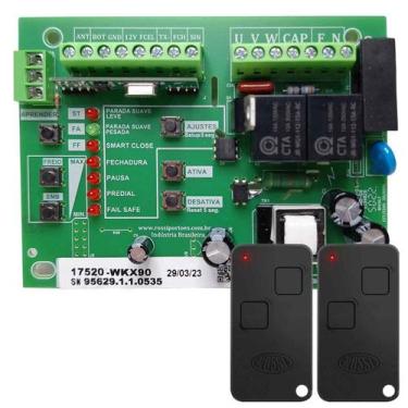 Imagem de Kit Placa Central Motor Portão WKX90 + 2 Controle HT HCS Rossi