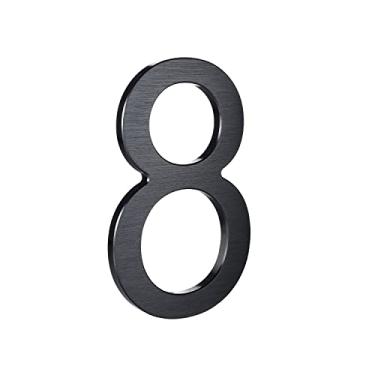 Imagem de Números de casas flutuantes modernos - 1,5 cm de altura sólido de alumínio escovado número de endereço/à prova de desgaste/à prova d'água/acabamento preto elegante/número 8