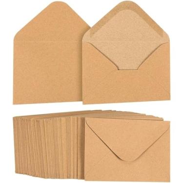 Imagem de Juvale Cartões de agradecimento com envelopes - pacote com 100, 9 x 14 cm, A1, aba em V marrom - Envelopes de cartas e negócios para convites e cartões comemorativos