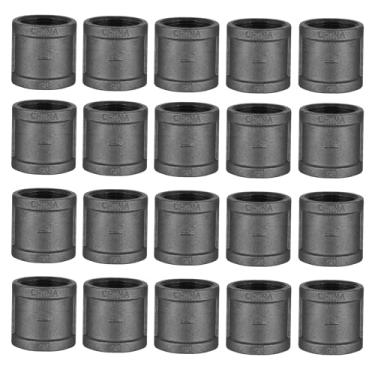 Imagem de Acoplamento de cachimbo de ferro fundido maleável preto, conjunto com 10 unidades de 1/2 polegadas, acoplamento de tubo preto para suporte de prateleira vintage Steam-punk, decoração de tubos de encanamento faça você mesmo, 1 Inch