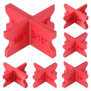 Imagem de Saillong Pacote com 6 espaçadores de deck com 4 espessuras 1/40.6 cm, 1/20.3 cm, 3/40.6 cm, 1/10.2 cm, braçadeira espaçadora de plástico PC durável, ferramenta de espaçamento de deck para madeira