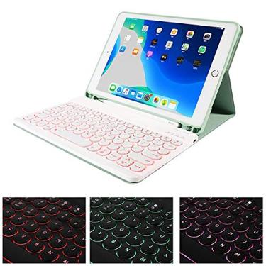 Imagem de Capa de teclado retroiluminada para iPad 7ª geração 10,2 polegadas, suporte de lápis embutido, teclado Bluetooth removível, capa fólio de couro fina para iPad 9,7 10,5 polegadas, Orange+Black Keyboard, iPad 10.2 inch