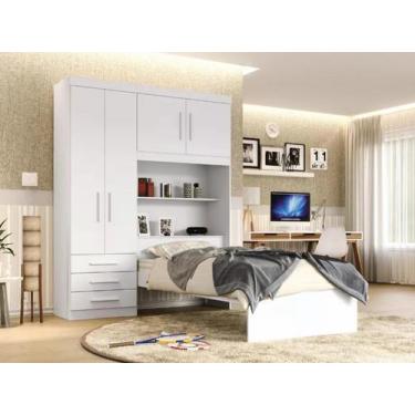 Imagem de Guarda- Roupa Solteiro C/Cama Solteiro 4 Portas 3 Gv- Batrol, Branco/M