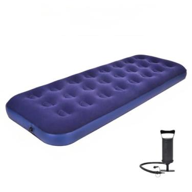 Imagem de Colchão Casal Inflável Multiuso Com Inflador Embutido Casa Praia Camping(Colchão Solteiro+Bomba Ar)