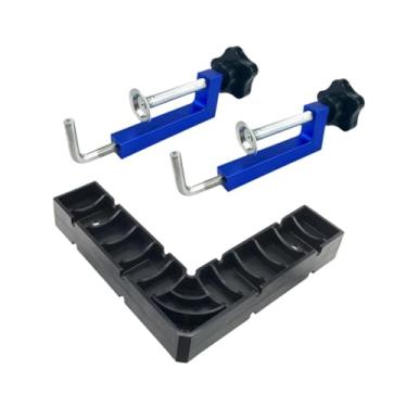 Imagem de IEUDNS Grampos de canto para esquadros de posicionamento de marcenaria, liga de alumínio, grampo de ângulo reto de 90 graus resistente para gavetas de, Azul