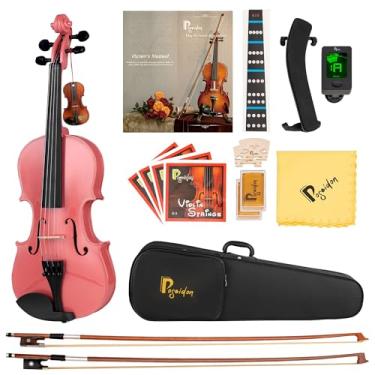 Imagem de Poseidon Violino acústico, conjunto de violino tamanho 1/4 para meninas com violino para estudantes, kit iniciante de violino/estojo rígido, arco, resina, ponte de cavalo, cordas extras, descanso de
