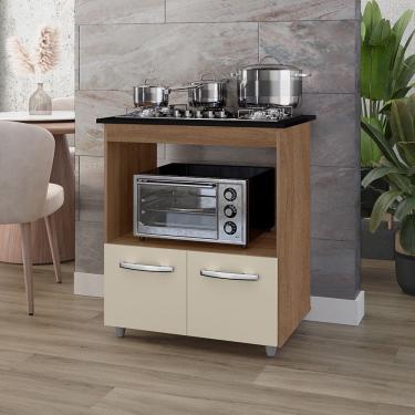 Imagem de Balcão Gabinete de Cozinha Para Fogão Cooktop e Forno Micro-ondas Elisa Savana Off White Moblis