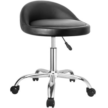 Imagem de JOSTZHXIN Banco de rodinhas com encosto, cadeira giratória para escritório em casa, altura ajustável, salão de beleza, spa, cadeira de trabalho