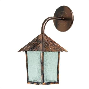 Imagem de Arandela Colonial Quadrada Vidro Pontilhado E27 Bivolt Cobre