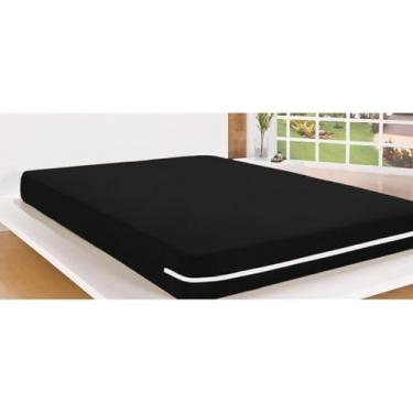 Imagem de Capa de Colchão King Queen Casal Solteiro Malha Gel 100% Poliéster Zíper Toque Macio Antialérgica Antifungo Lavável (Preto, Solteiro)