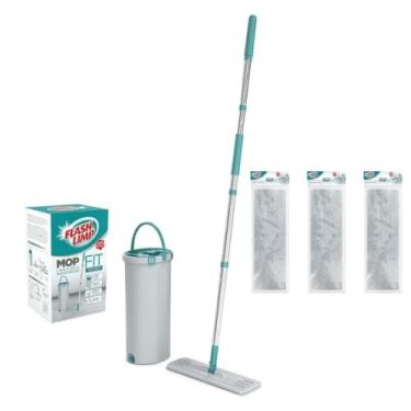 Imagem de Kit Mop Lava e Seca FIT com Esfregão MOP6088 e 3 Refis de Microfibra RMOP6088