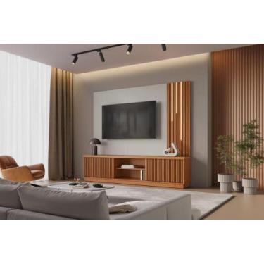 Imagem de Home Arezzo New Com Led Cascata 2 Portas - Mavaular, Naturalle/Off Whi