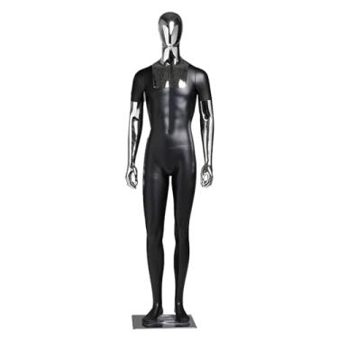Imagem de Manequim masculino de 75,6 polegadas de altura, corpo inteiro, torso de fibra de vidro destacável e braços galvanizados, manequim em pé(Black)