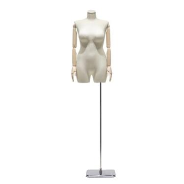 Imagem de Manequim feminino de varejo com braços giratórios, altura ajustável de 69 a 92 polegadas, torso de manequim, base de metal removível(White silver)