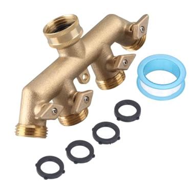 Imagem de ZJchao Mangueira de 4 Vias Splitter Brass Mangueira Conector de água Tap Distribuidor Com Interruptores de Controle Individuais para o Jardim de água NPT 3/4