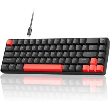 Imagem de Teclado para jogos TMKB T68-C HE - Interruptores magnéticos de efeito Hall com atuação ajustável, taxa de pesquisa de 8000 Hz, 60% compacto de troca a quente para jogadores FPS/RTS (preto/vermelho)