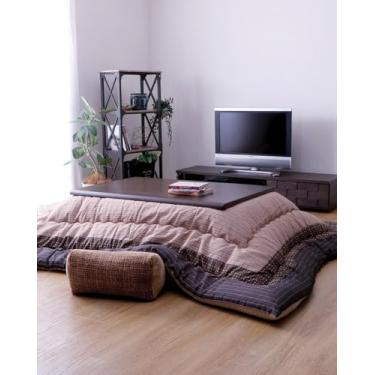 Imagem de FULI Cobertor japonês Kotatsu, edredom de futon Kotatsu acolchoado quente, top 100% algodão, feito no Japão, retângulo de 205 x 245 cm (marrom)