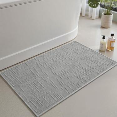 Imagem de AMOAMI Tapete de banho antiderrapante, super absorvente, de secagem rápida, tapetes de banho para o chão do banheiro, tapetes laváveis de tecido jacquard moderno, tapetes de banho ao lado da banheira