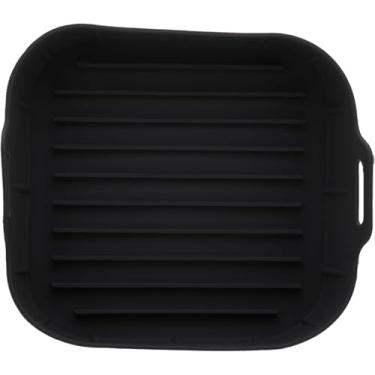 Imagem de Forma de Silicone para Air Fryer 3L a 5L | Cozinha sem sujeira, reutilizável, antiaderente, resistente ao calor, ideal para frituras crocantes e preparo saudável. ✨ quadrada com alça 20x20cm reutilizável para fritadeira elétrica, Preto