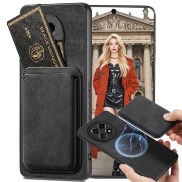 Imagem de Ephoou Capa magnética para OnePlus 13 com compartimento destacável para cartão de crédito, capa ultrafina resistente a arranhões de couro PU para OnePlus 13. TCK-Retro Black