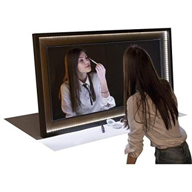 Imagem de Espelho com LED Camarim 67x117cm Moldura Preta Quarto Sala Banheiro