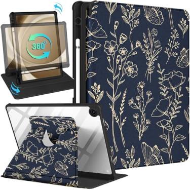 Imagem de Kidcube Capa para Samsung Galaxy Tab A9 Plus de 28 cm para mulheres, meninas, capa fólio fofa com suporte para lápis, lindas flores florais, design feminino, suporte giratório para tablet Tab A9+