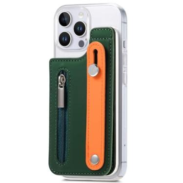 Imagem de YOGISU Capa de plástico com suporte e carteira para iPhone 12 Mini com zíper e porta-cartões (para iPhone 12 Mini/verde)
