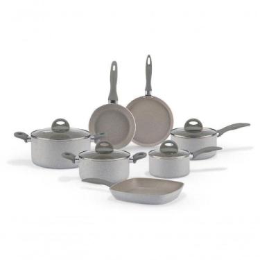 Imagem de Jogo De Panelas Brinox Antiaderente Ceramic Life 7 Peças Marble Blend 