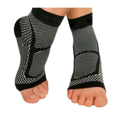 Imagem de Par de Meias De Compressão Ortopédica Preta Alivio Da Dor Fascite Espo