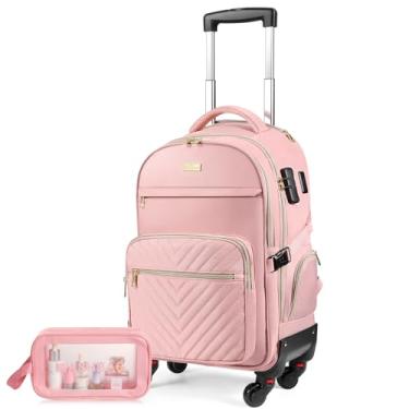 Imagem de star cloud Mochila de rodinhas feminina, 53 x 35 x 23 cm, mochila de viagem de 45 L com rodas, rosa, 21*14*9inch, Mochilas de viagem