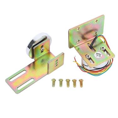 Imagem de Bloqueio eletromagnético de 12V 132.3lb Força de retenção Pequena trava magnética elétrica Projeto redondo de porta de porta automática para liga de alumínio comercial residencial