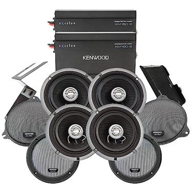 Imagem de Kenwood Pacote de áudio Excelon P-HD4UT para modelos Harley-Davidson selecionados de 2014 - (2) amplificador de áudio XM160-2, (4) alto-falantes frontais Excelon XM65F de 16,5 cm, inclui placas de