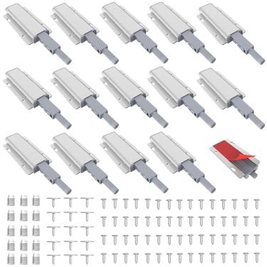 Imagem de Mskilrh Pacote com 15 ferragens para abrir o armário, travas de toque para portas de armário, trava magnética para armários, travas magnéticas para armários abrirem, prata
