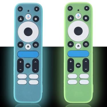 Imagem de Pacote com 2 capas luminosas para controle remoto Onn Google TV Box 4K pro 2025, capa à prova de choque para controle remoto Onn Google TV, capa de silicone leve antiderrapante para a pele