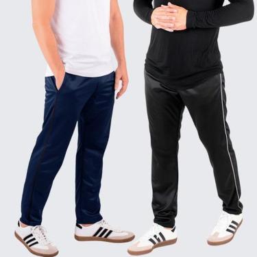 Imagem de Kit 2 Calça Slim Helanca Flanelada Com Listra Lateal Treino-Masculino