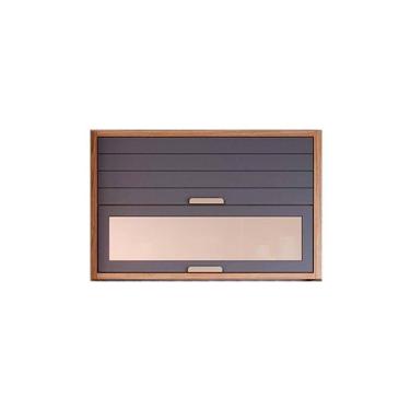 Imagem de Módulo Cozinha Eloise Armário Com 2 Portas Basculante Com Vidro Reflecta 120cm Freijó Titanium