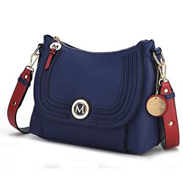 Imagem de MKF Collection Bolsa transversal para mulheres, bolsa carteiro grande, Maggie Navy Wine